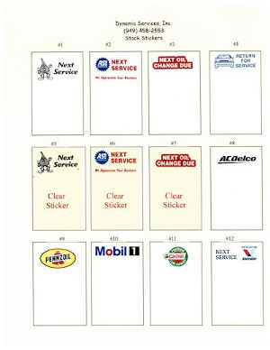 Oil change Sticker Reminders